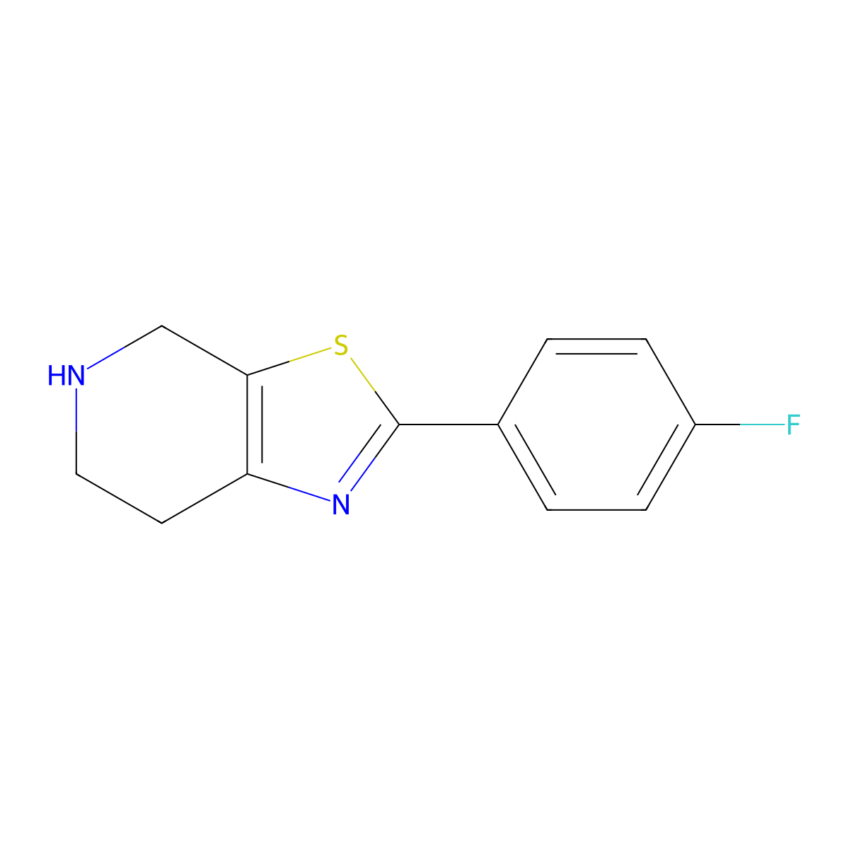 2-(4-Fluoro-phenyl)-4,5,6,7-tetrahydro-thiazolo[5,4-c]pyridine molecular structure, CAS 853784-25-5