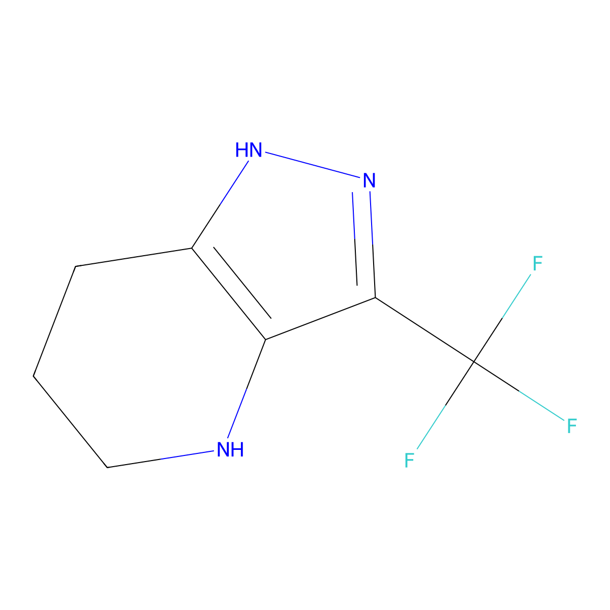 3-(trifluoromethyl)-4,5,6,7-tetrahydro-1H-pyrazolo[4,3-b]pyridine molecular structure, CAS 853784-41-5