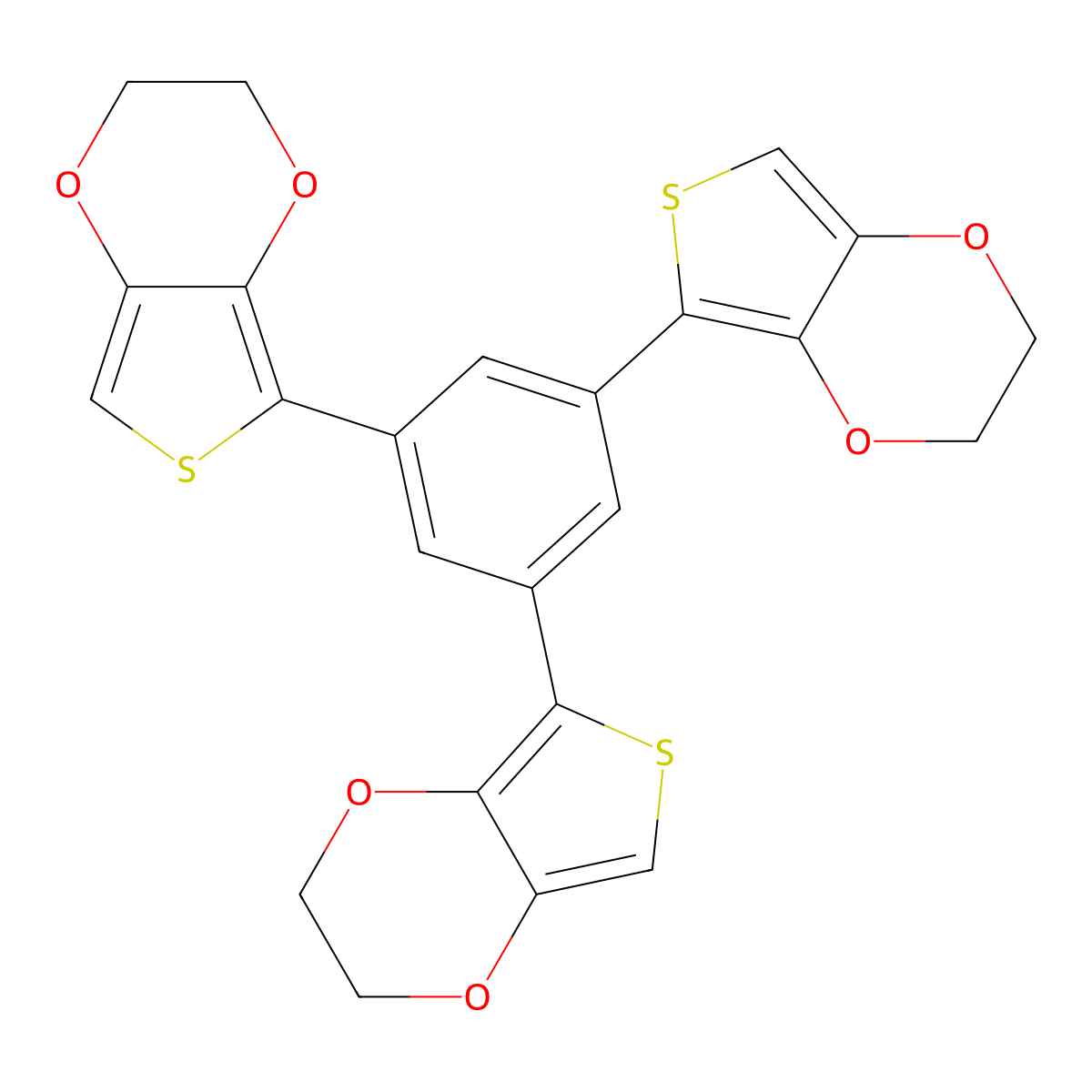 1,3,5-Tris(2,3-dihydrothieno[3,4-b][1,4]dioxin-5-yl)benzene molecular structure, CAS 853787-75-4
