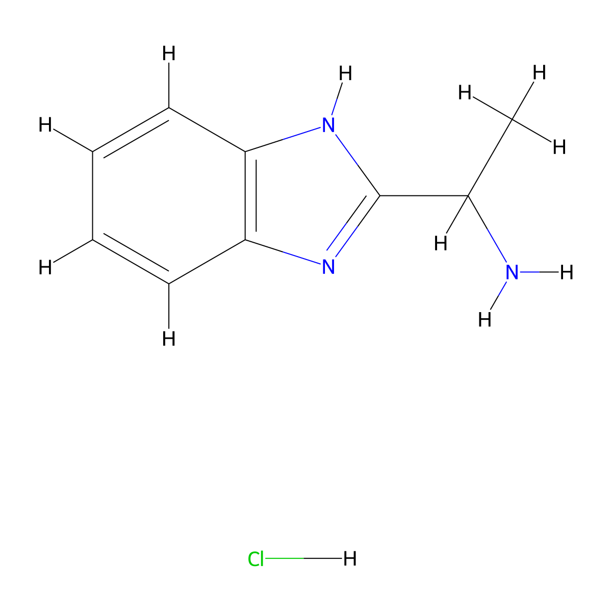 1-(1H-benzimidazol-2-yl)ethanamine hydrochloride molecular structure, CAS 853789-10-3