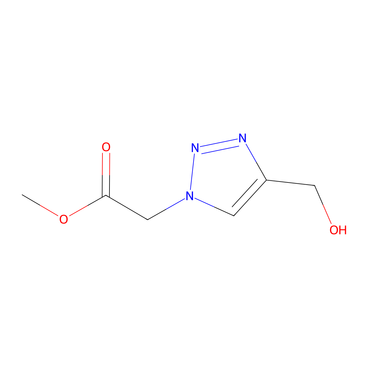 Methyl 2-(4-(hydroxymethyl)-1H-1,2,3-triazol-1-yl)acetate molecular structure, CAS 853806-01-6