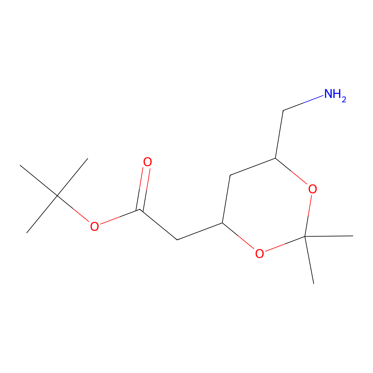 (4R-cis)-6-Aminomethyl-2,2-dimethyl-1,3-dioxane-4-acetic Acid tert-Butyl Ester molecular structure, CAS 853881-01-3