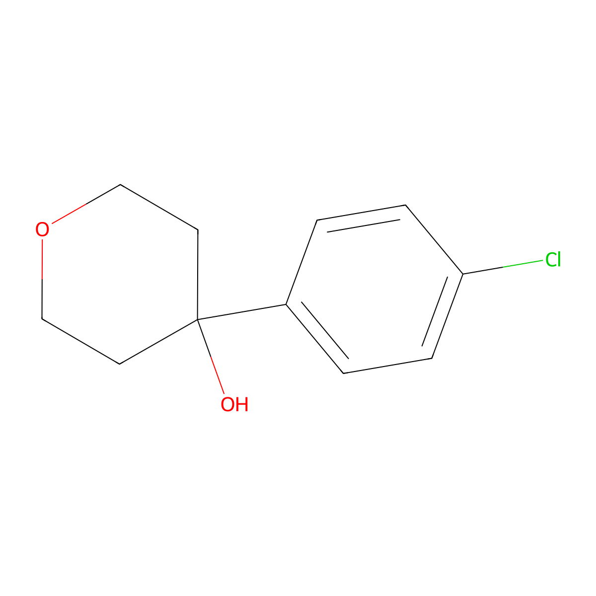4-(4-Chlorophenyl)-tetrahydro-2H-pyran-4-ol molecular structure, CAS 853886-95-0