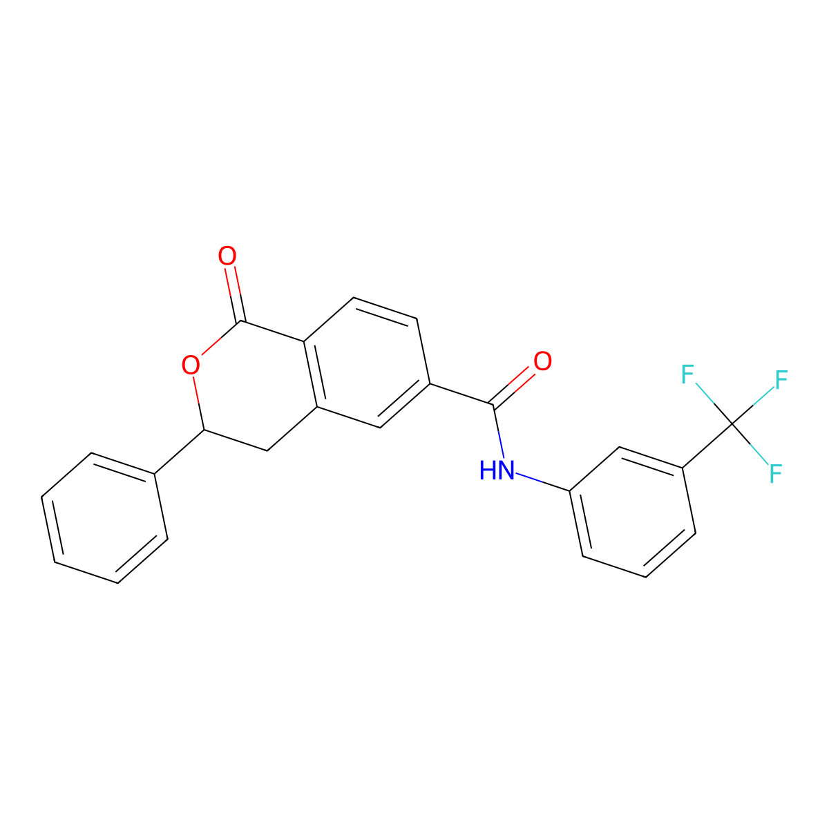 1-oxo-3-phenyl-N-(3-(trifluoromethyl)phenyl)isochroman-6-carboxamide molecular structure, CAS 853889-93-7