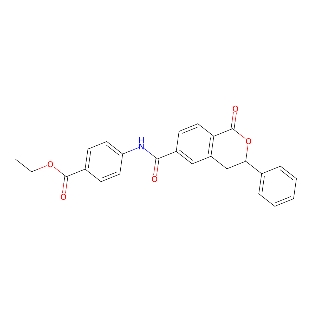 Ethyl 4-[(1-oxo-3-phenyl-3,4-dihydroisochromene-6-carbonyl)amino]benzoate molecular structure, CAS 853889-94-8