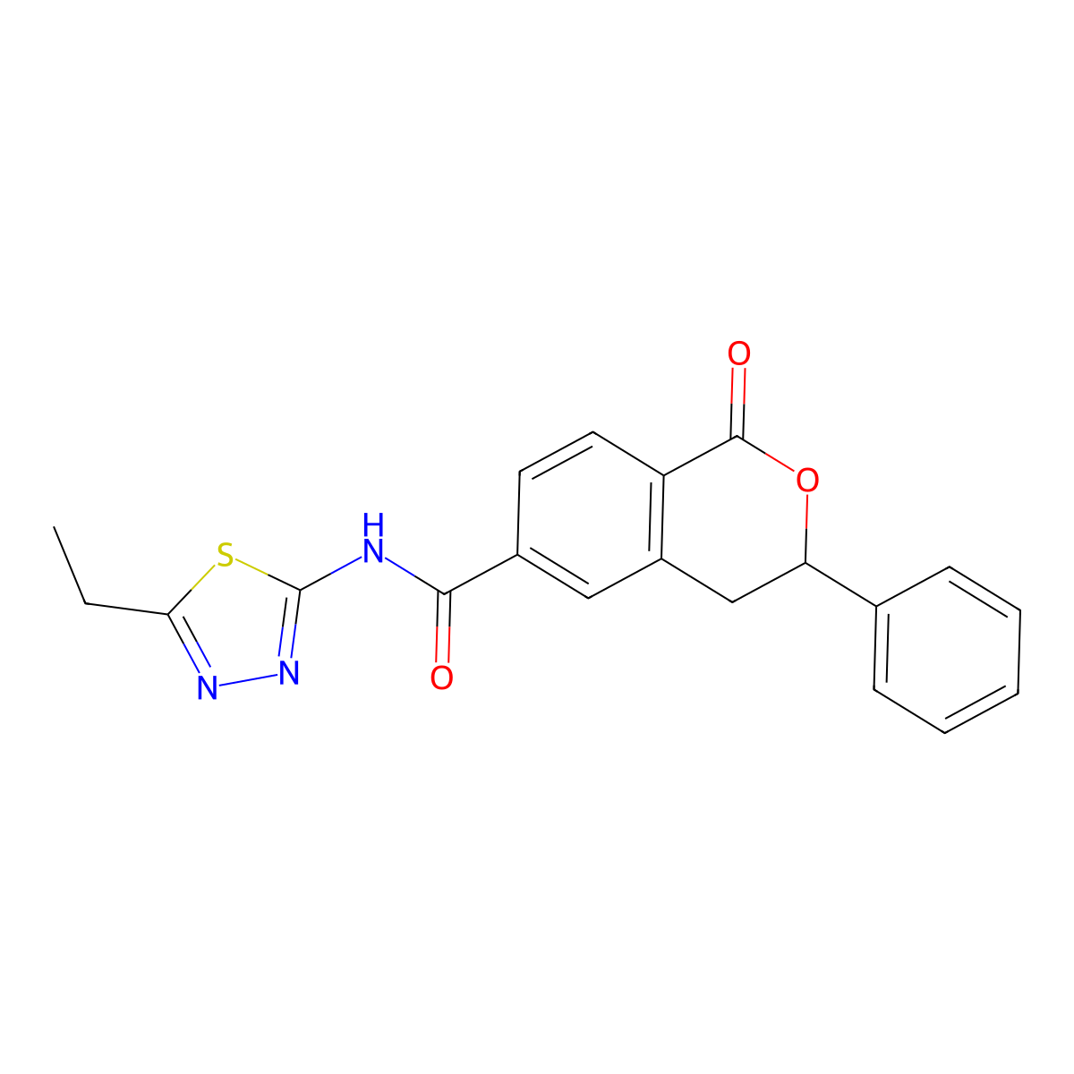 N-(5-ethyl-1,3,4-thiadiazol-2-yl)-1-oxo-3-phenyl-3,4-dihydro-1H-isochromene-6-carboxamide molecular structure, CAS 853890-01-4