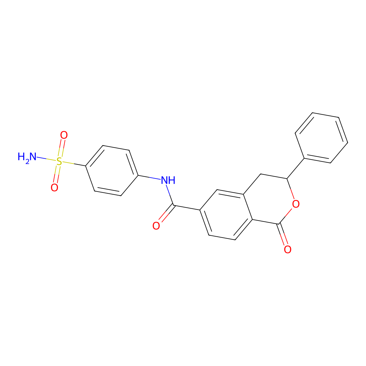 1-oxo-3-phenyl-N-(4-sulfamoylphenyl)isochroman-6-carboxamide molecular structure, CAS 853890-10-5