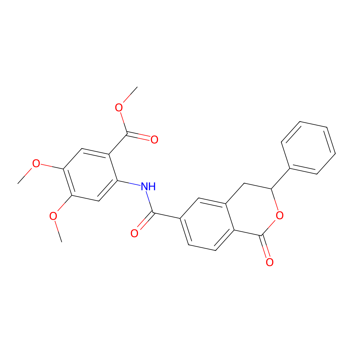 Methyl 4,5-dimethoxy-2-[(1-oxo-3-phenyl-3,4-dihydroisochromene-6-carbonyl)amino]benzoate molecular structure, CAS 853890-15-0