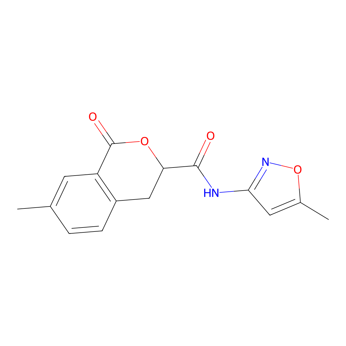 7-methyl-N-(5-methylisoxazol-3-yl)-1-oxoisochroman-3-carboxamide molecular structure, CAS 853890-28-5