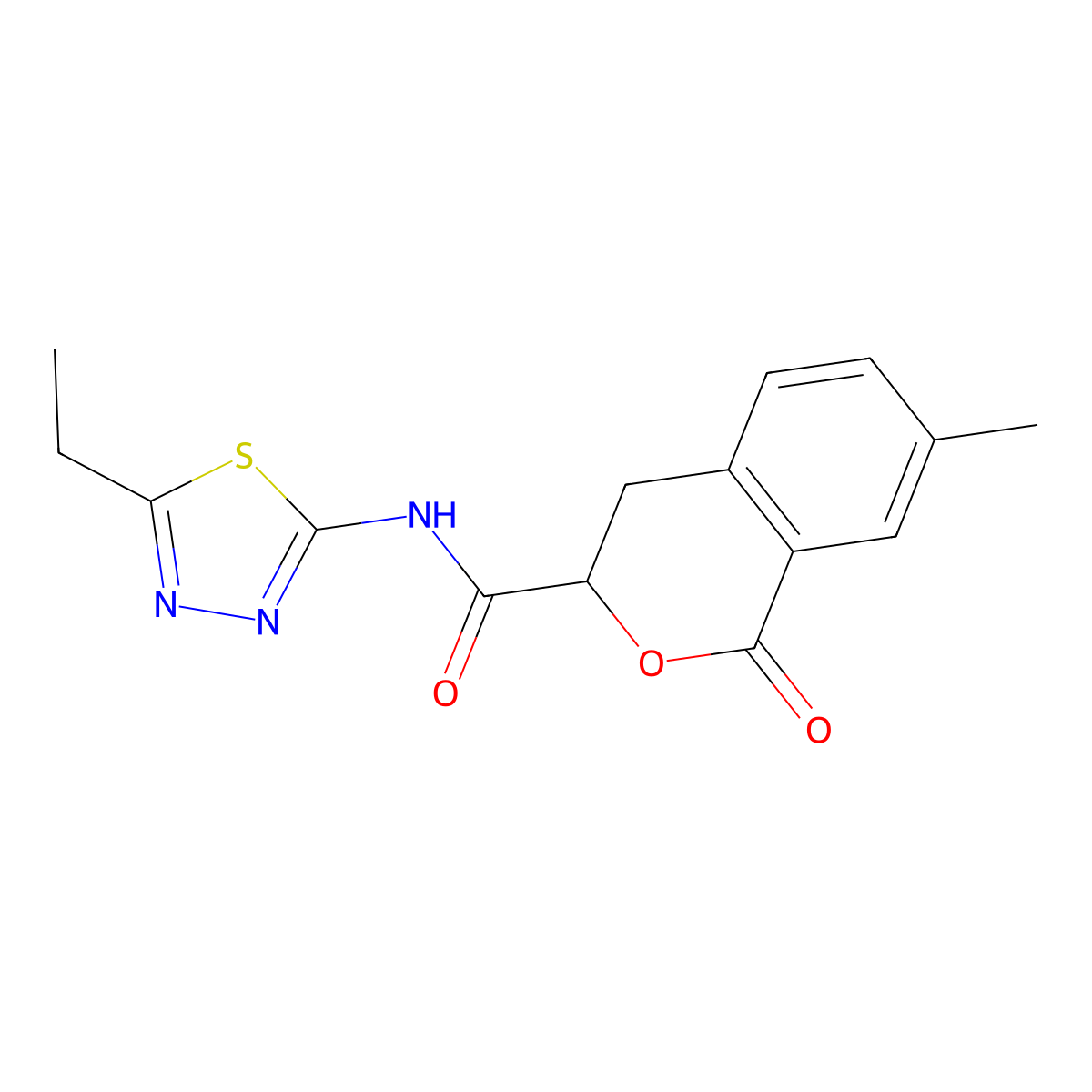 N-(5-ethyl-1,3,4-thiadiazol-2-yl)-7-methyl-1-oxo-3,4-dihydro-1H-isochromene-3-carboxamide molecular structure, CAS 853890-33-2