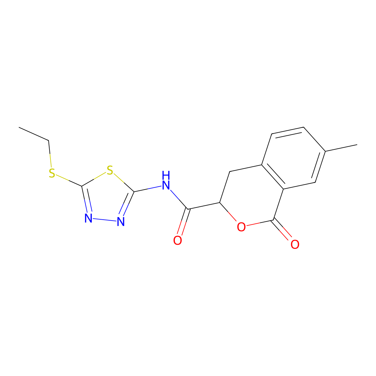 N-[5-(ethylsulfanyl)-1,3,4-thiadiazol-2-yl]-7-methyl-1-oxo-3,4-dihydro-1H-isochromene-3-carboxamide molecular structure, CAS 853890-36-5