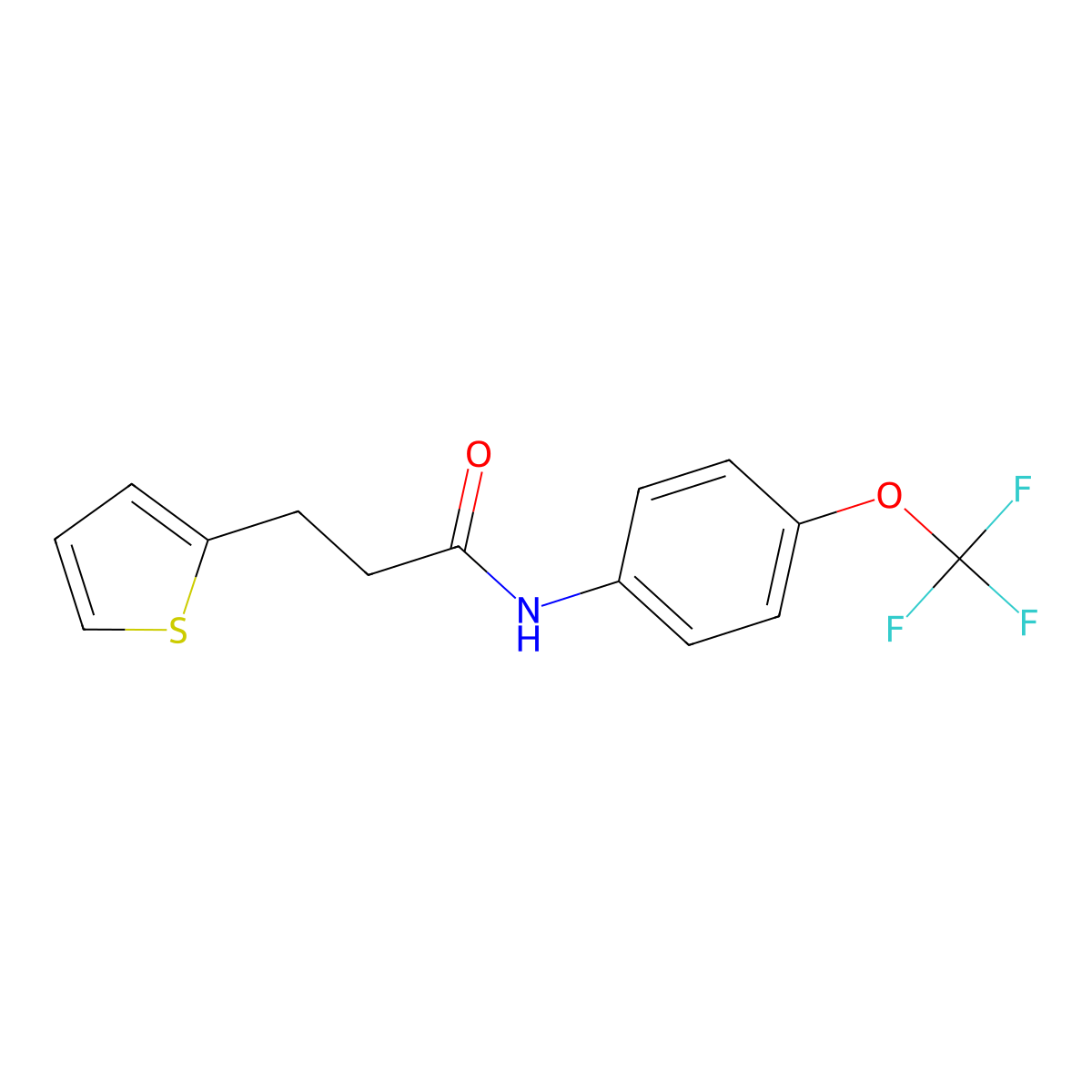 3-(thiophen-2-yl)-N-[4-(trifluoromethoxy)phenyl]propanamide molecular structure, CAS 853891-17-5