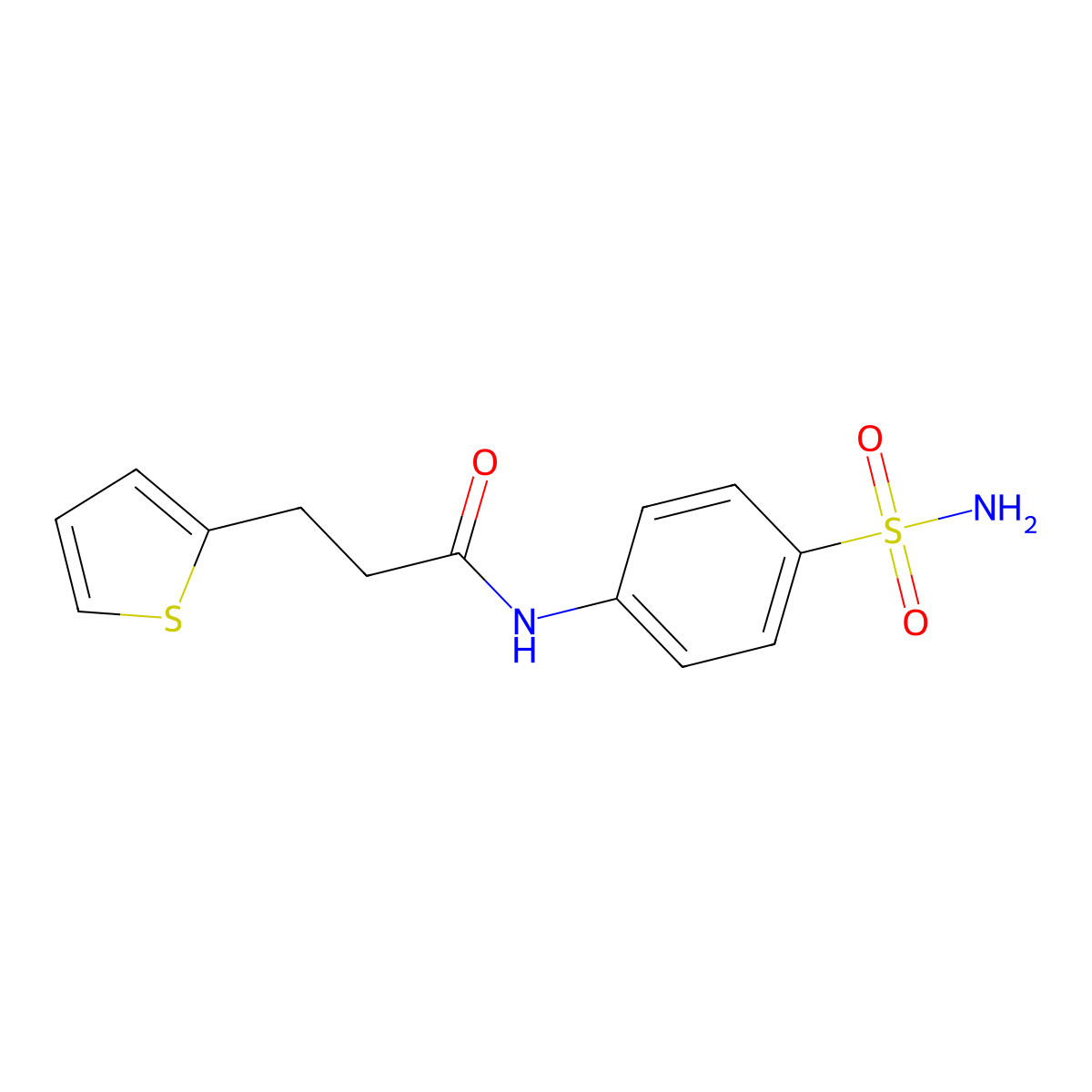 N-(4-sulfamoylphenyl)-3-(thiophen-2-yl)propanamide molecular structure, CAS 853891-18-6