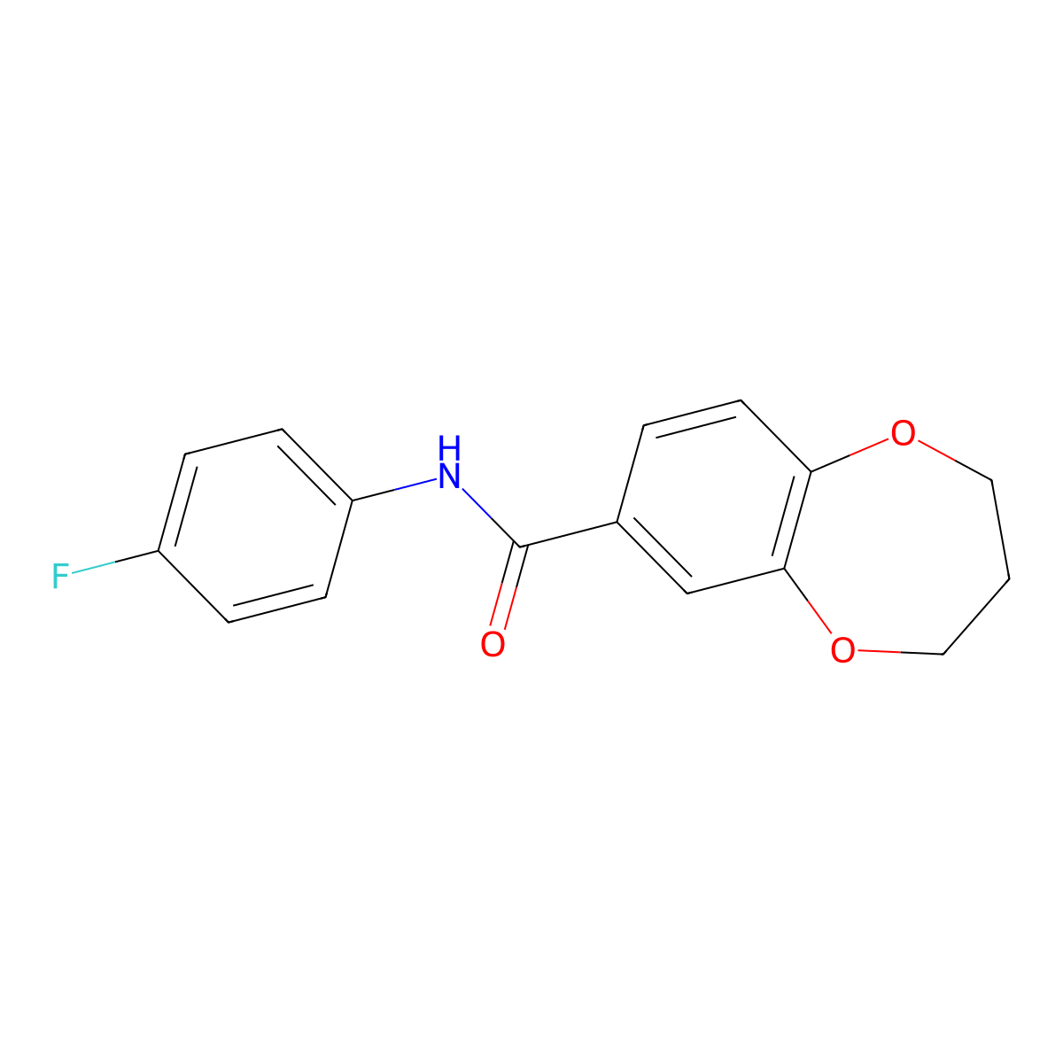 N-(4-fluorophenyl)-3,4-dihydro-2H-1,5-benzodioxepine-7-carboxamide molecular structure, CAS 853891-24-4