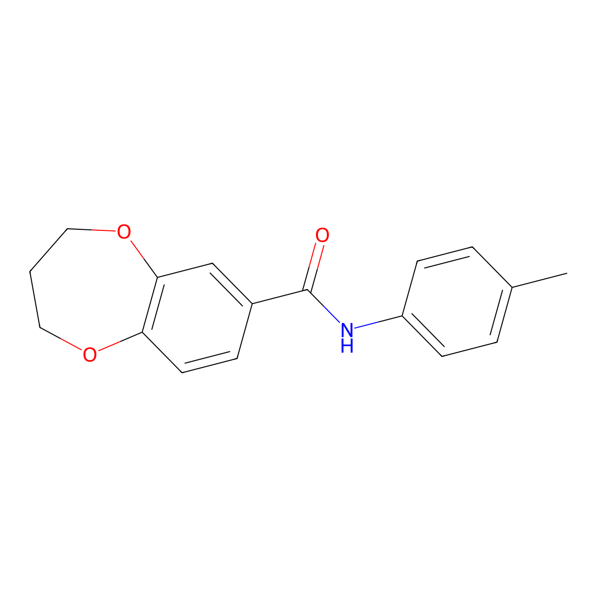N-(4-methylphenyl)-3,4-dihydro-2H-1,5-benzodioxepine-7-carboxamide molecular structure, CAS 853891-27-7