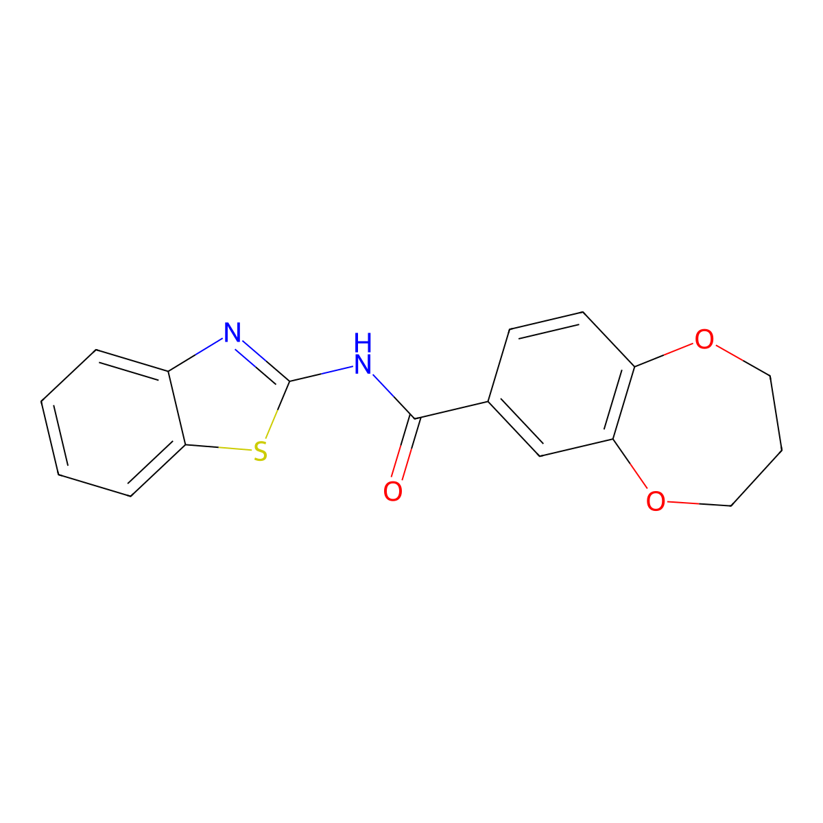 N-(1,3-benzothiazol-2-yl)-3,4-dihydro-2H-1,5-benzodioxepine-7-carboxamide molecular structure, CAS 853891-30-2