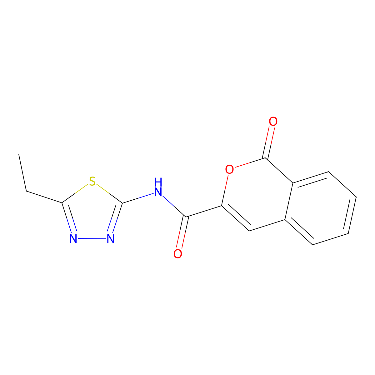 N-(5-ethyl-1,3,4-thiadiazol-2-yl)-1-oxo-1H-isochromene-3-carboxamide molecular structure, CAS 853891-41-5