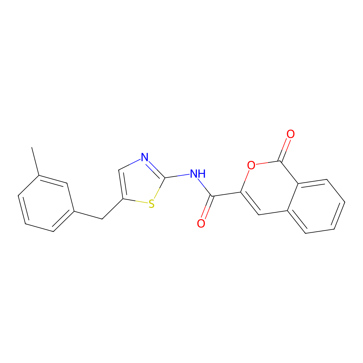 N-(5-(3-methylbenzyl)thiazol-2-yl)-1-oxo-1H-isochromene-3-carboxamide molecular structure, CAS 853891-48-2