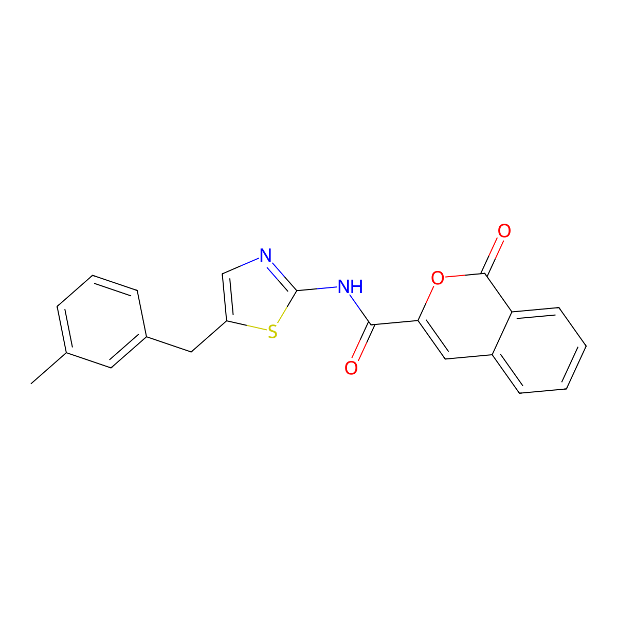 N-(5-(3-methylbenzyl)thiazol-2-yl)-1-oxo-1H-isochromene-3-carboxamide molecular structure, CAS 853891-48-2
