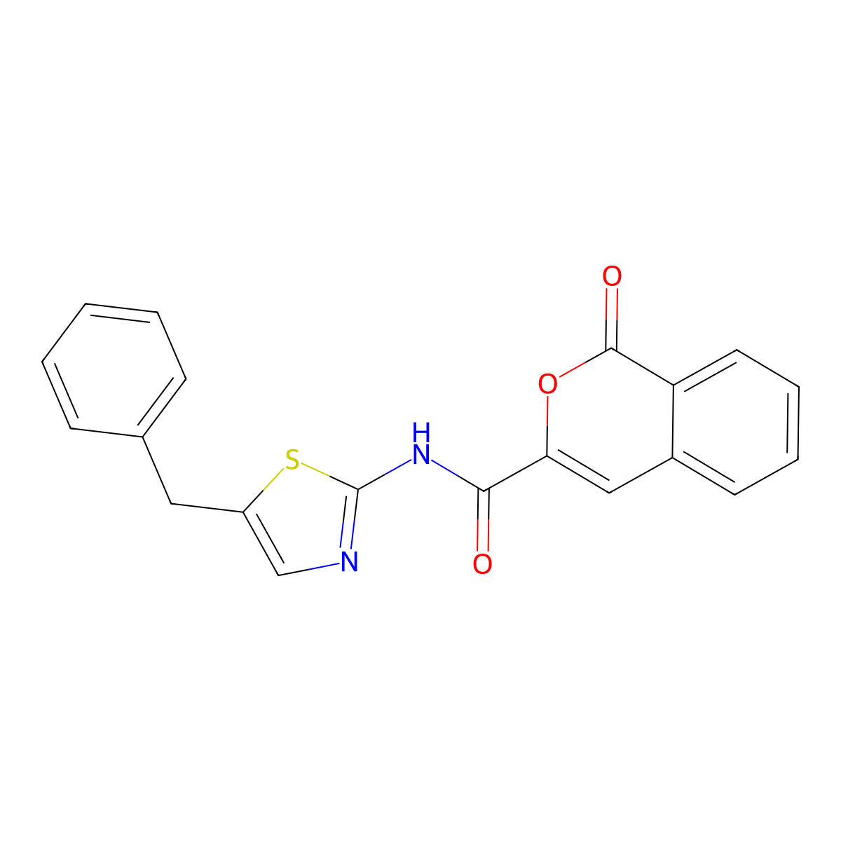 N-(5-benzyl-1,3-thiazol-2-yl)-1-oxo-1H-isochromene-3-carboxamide molecular structure, CAS 853891-50-6