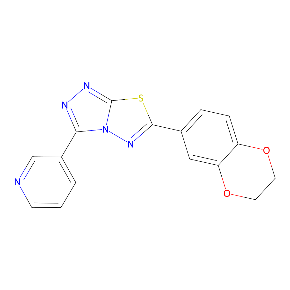 6-(2,3-Dihydro-1,4-benzodioxin-6-yl)-3-(3-pyridinyl)[1,2,4]triazolo[3,4-b][1,3,4]thiadiazole molecular structure, CAS 853891-69-7