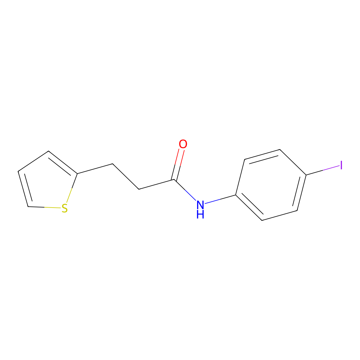 N-(4-iodophenyl)-3-thiophen-2-ylpropanamide molecular structure, CAS 853891-94-8