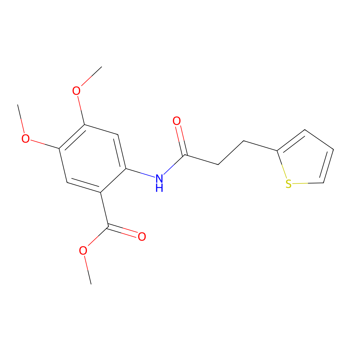 Methyl 4,5-dimethoxy-2-(3-(2-thienyl)propanoylamino)benzoate molecular structure, CAS 853891-96-0