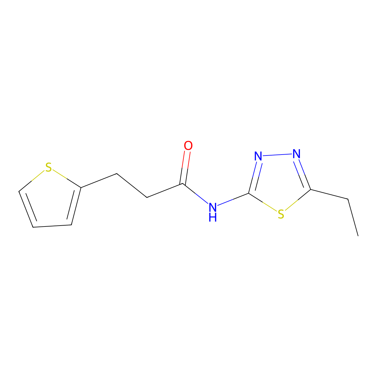 N-(5-ethyl-1,3,4-thiadiazol-2-yl)-3-thiophen-2-ylpropanamide molecular structure, CAS 853891-99-3