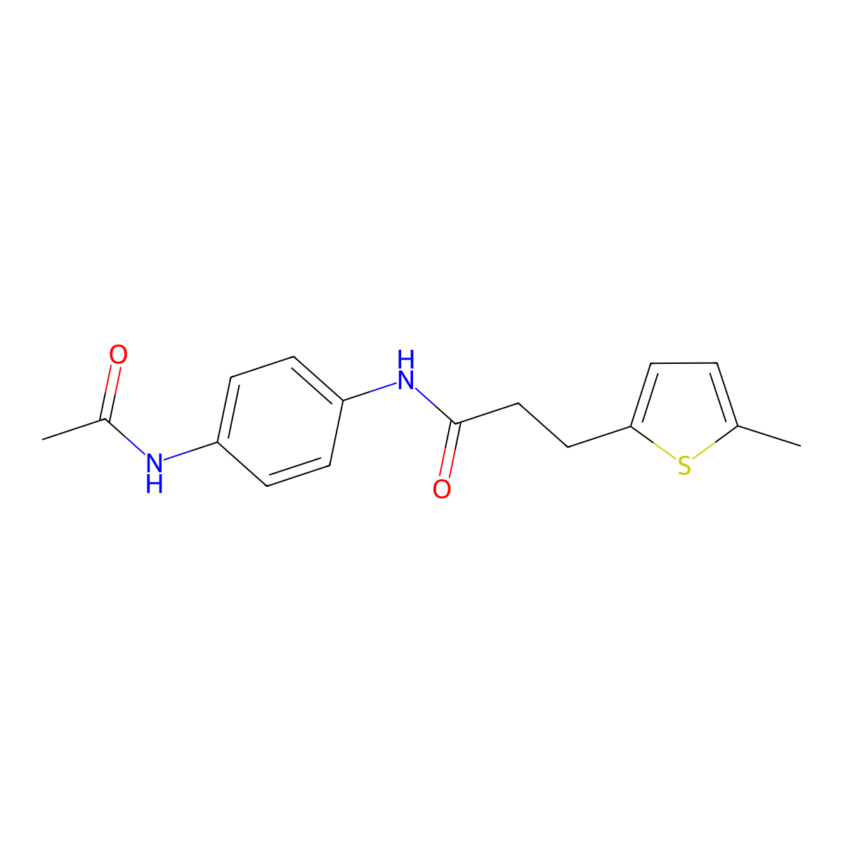 N-(4-acetamidophenyl)-3-(5-methylthiophen-2-yl)propanamide molecular structure, CAS 853892-03-2
