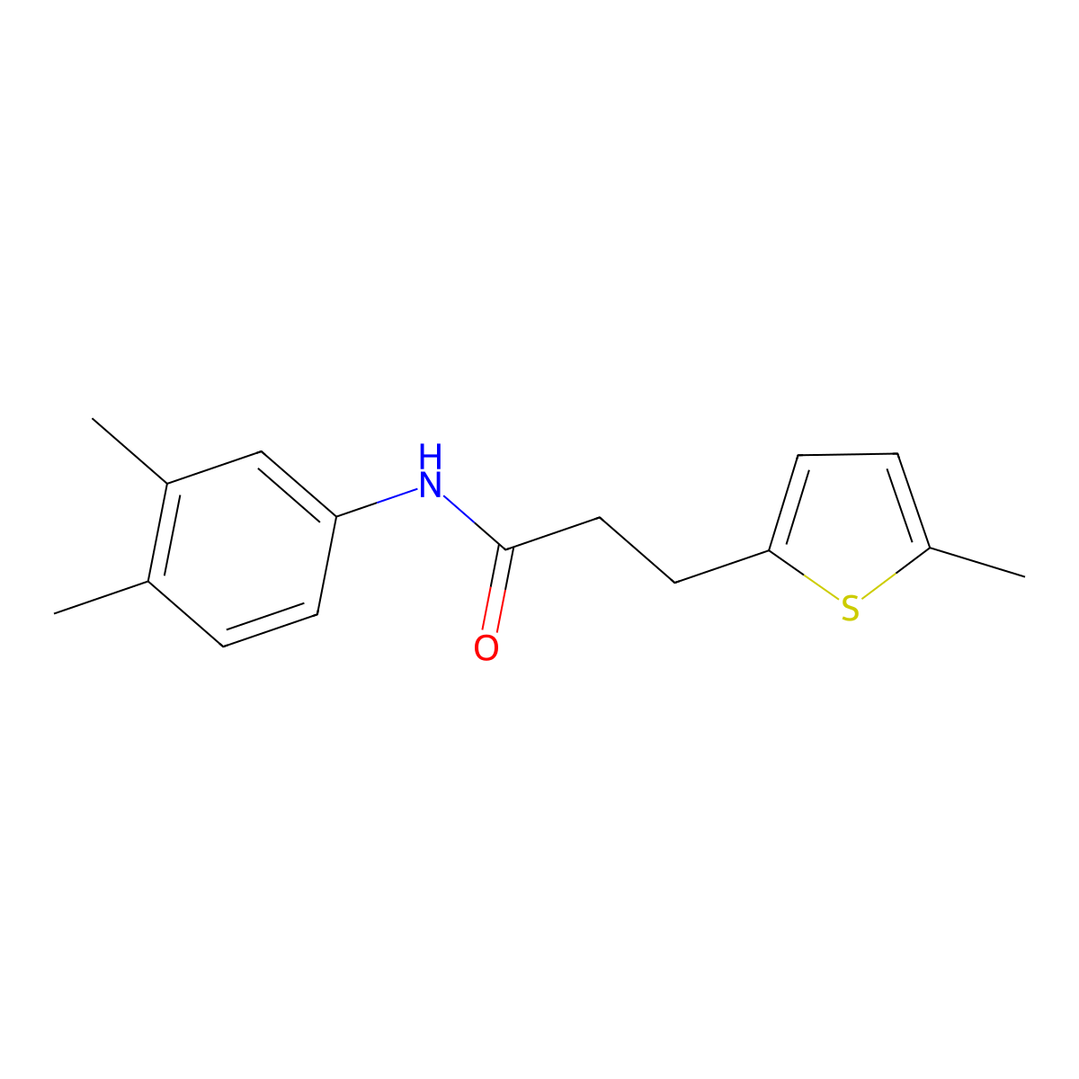N-(3,4-dimethylphenyl)-3-(5-methylthiophen-2-yl)propanamide molecular structure, CAS 853892-06-5