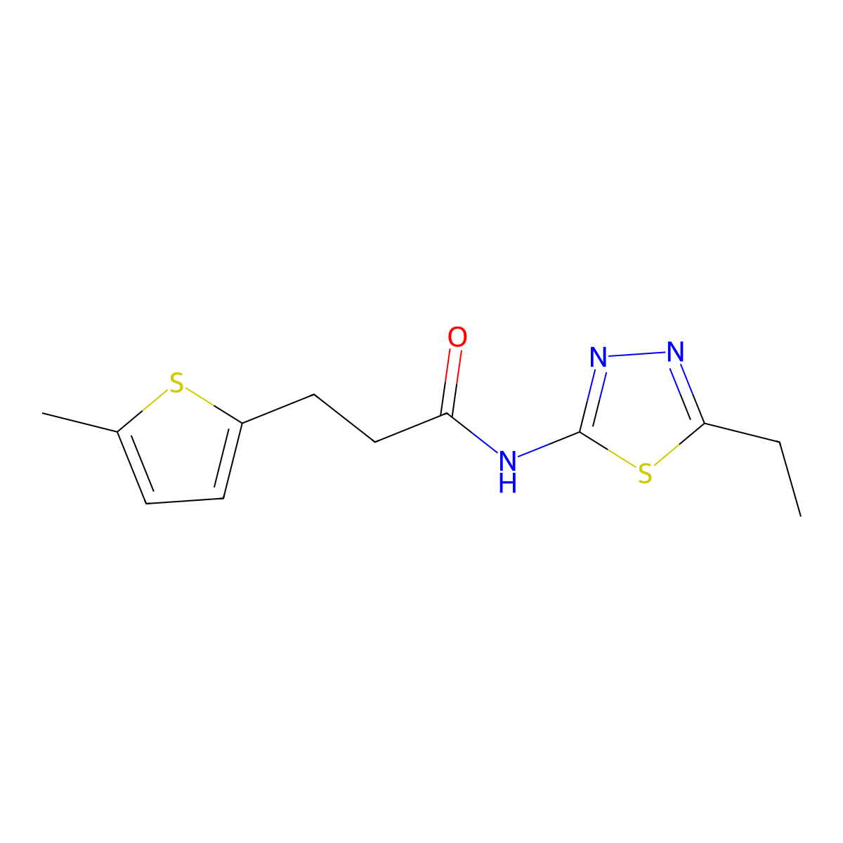 N-(5-ethyl-1,3,4-thiadiazol-2-yl)-3-(5-methylthiophen-2-yl)propanamide molecular structure, CAS 853892-09-8