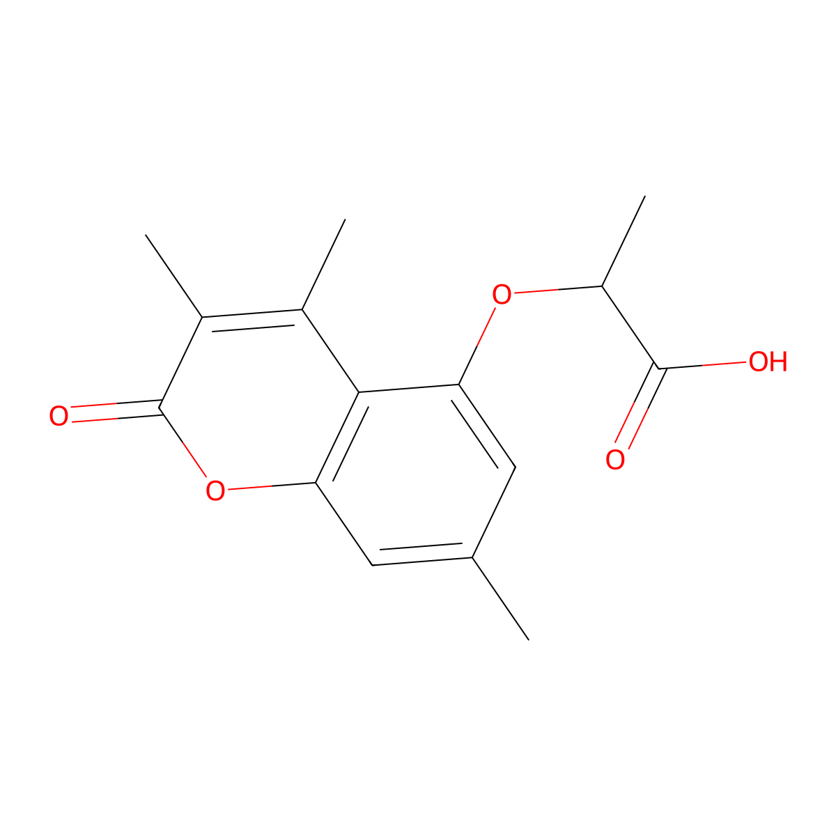 2-[(3,4,7-Trimethyl-2-oxo-2H-chromen-5-YL)oxy]propanoic acid molecular structure, CAS 853892-40-7
