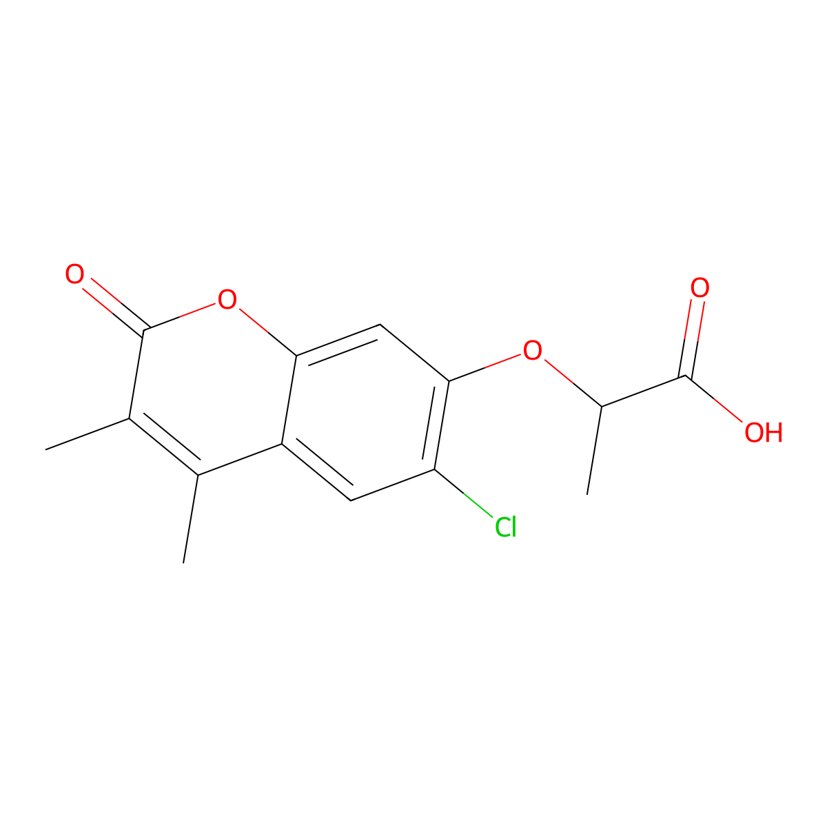 2-[(6-Chloro-3,4-dimethyl-2-oxo-2H-chromen-7-YL)oxy]propanoic acid molecular structure, CAS 853892-42-9