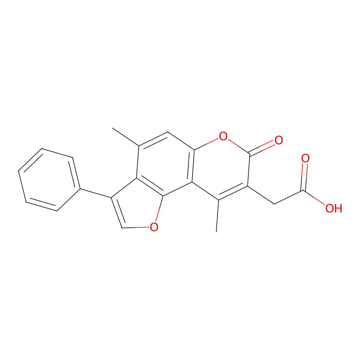 (4,9-dimethyl-7-oxo-3-phenyl-7H-furo[2,3-f]chromen-8-yl)acetic acid molecular structure, CAS 853892-52-1