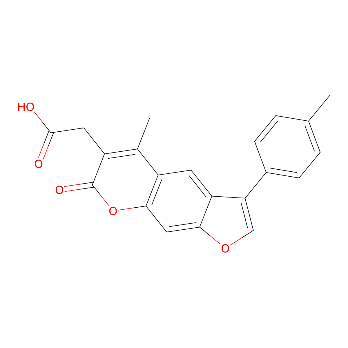 2-[5-methyl-3-(4-methylphenyl)-7-oxo-7H-furo[3,2-g]chromen-6-yl]acetic acid molecular structure, CAS 853892-67-8