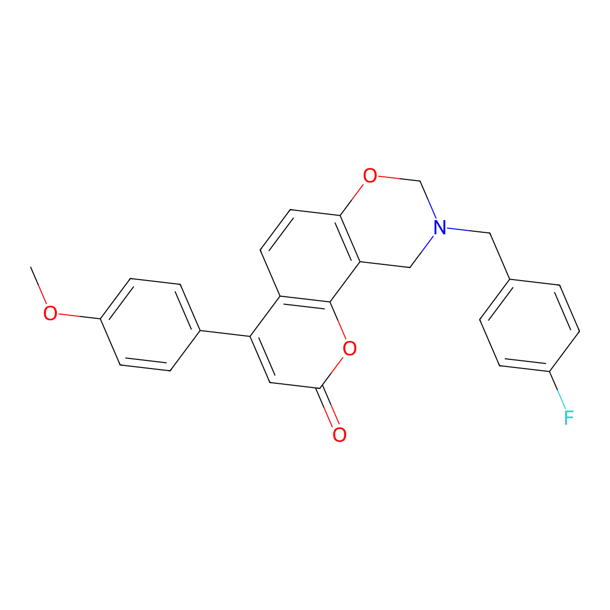 9-(4-fluorobenzyl)-4-(4-methoxyphenyl)-9,10-dihydro-2H,8H-chromeno[8,7-e][1,3]oxazin-2-one molecular structure, CAS 853892-92-9