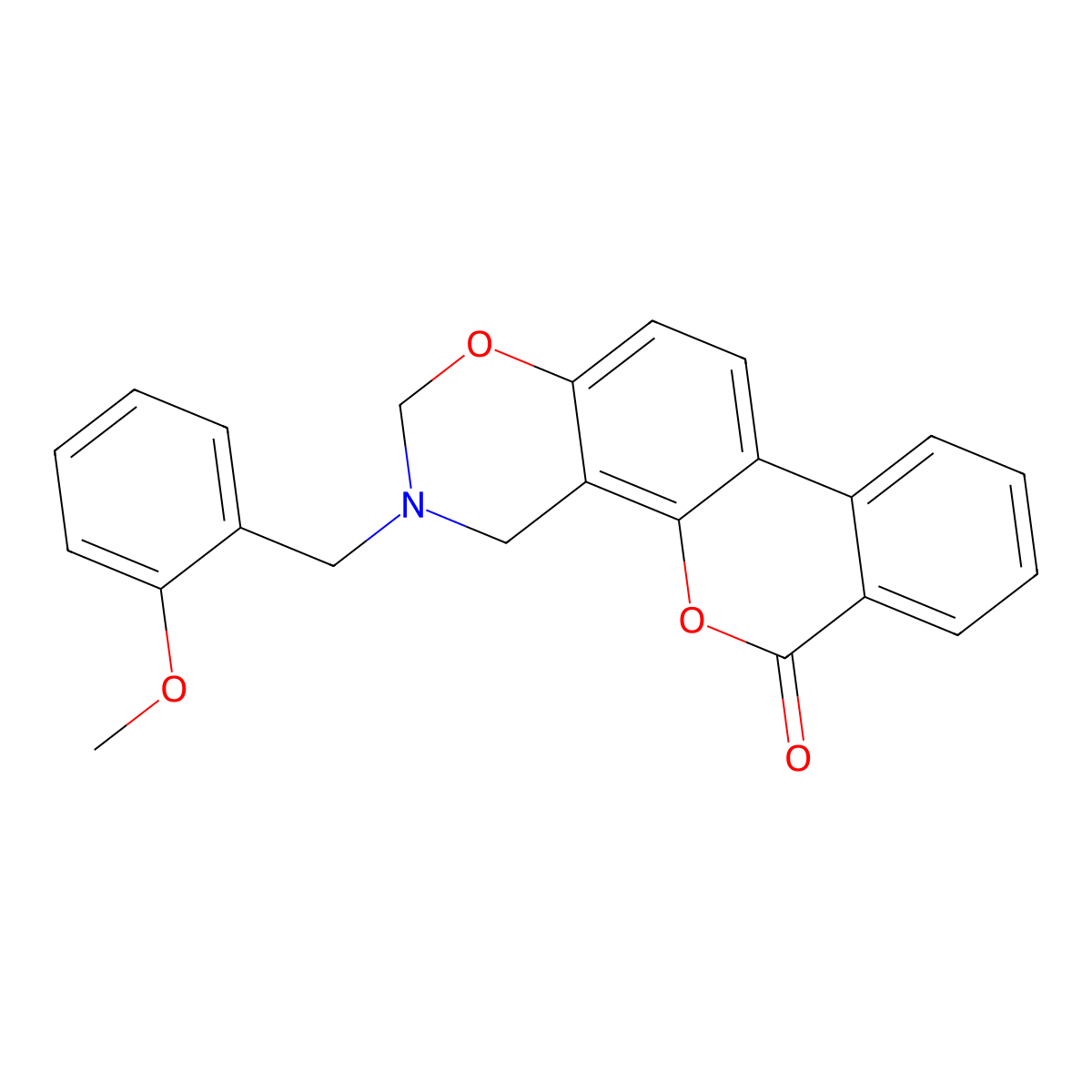 3-(2-methoxybenzyl)-3,4-dihydro-2H,6H-benzo[3,4]chromeno[8,7-e][1,3]oxazin-6-one molecular structure, CAS 853893-11-5