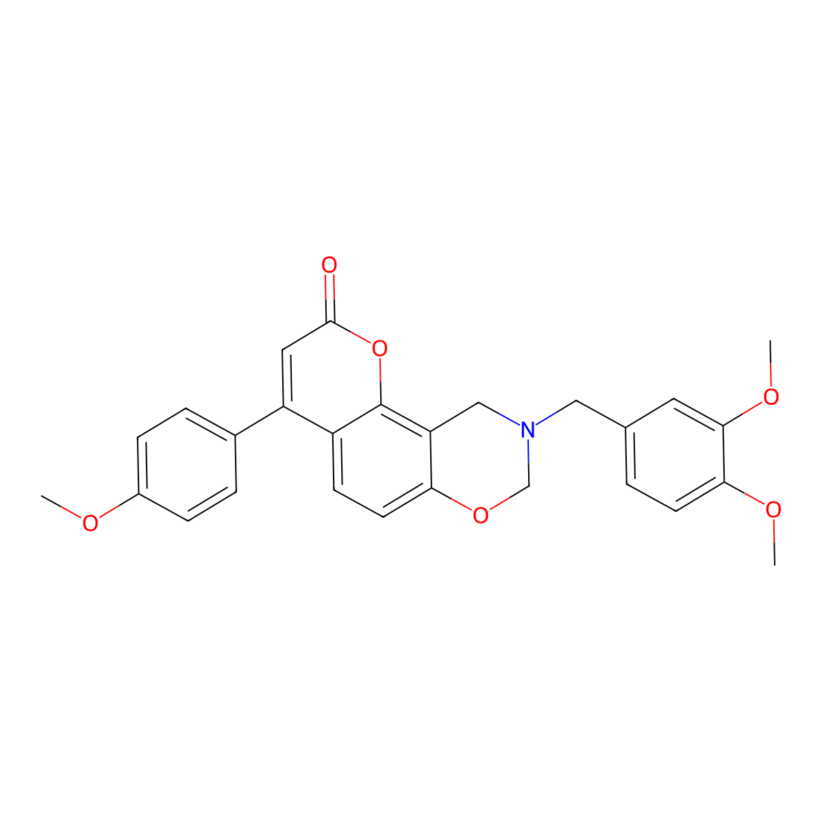 9-(3,4-dimethoxybenzyl)-4-(4-methoxyphenyl)-9,10-dihydro-2H,8H-chromeno[8,7-e][1,3]oxazin-2-one molecular structure, CAS 853893-26-2