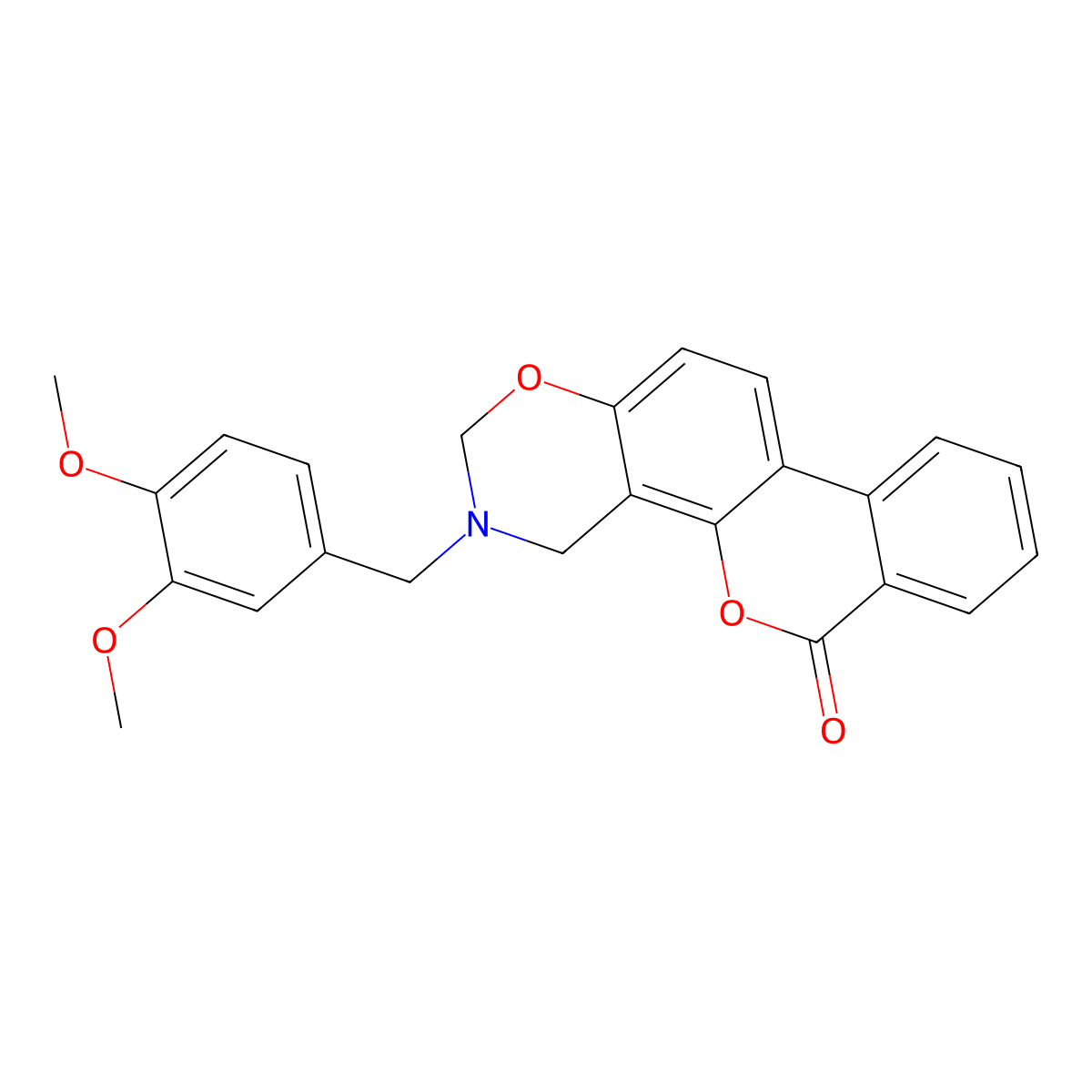3-(3,4-dimethoxybenzyl)-3,4-dihydro-2H,6H-benzo[3,4]chromeno[8,7-e][1,3]oxazin-6-one molecular structure, CAS 853893-28-4