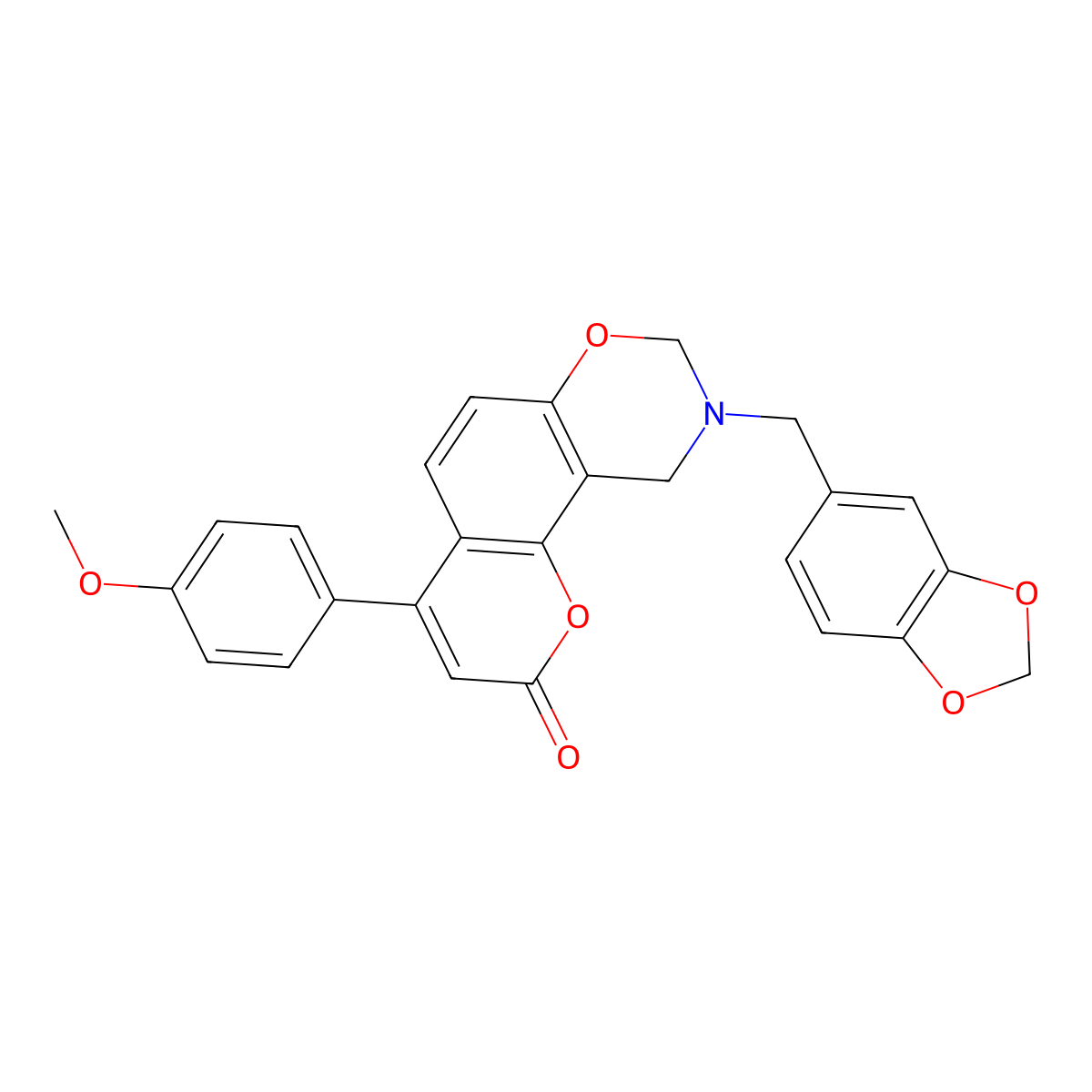 9-(1,3-benzodioxol-5-ylmethyl)-4-(4-methoxyphenyl)-9,10-dihydro-2H,8H-chromeno[8,7-e][1,3]oxazin-2-one molecular structure, CAS 853893-34-2
