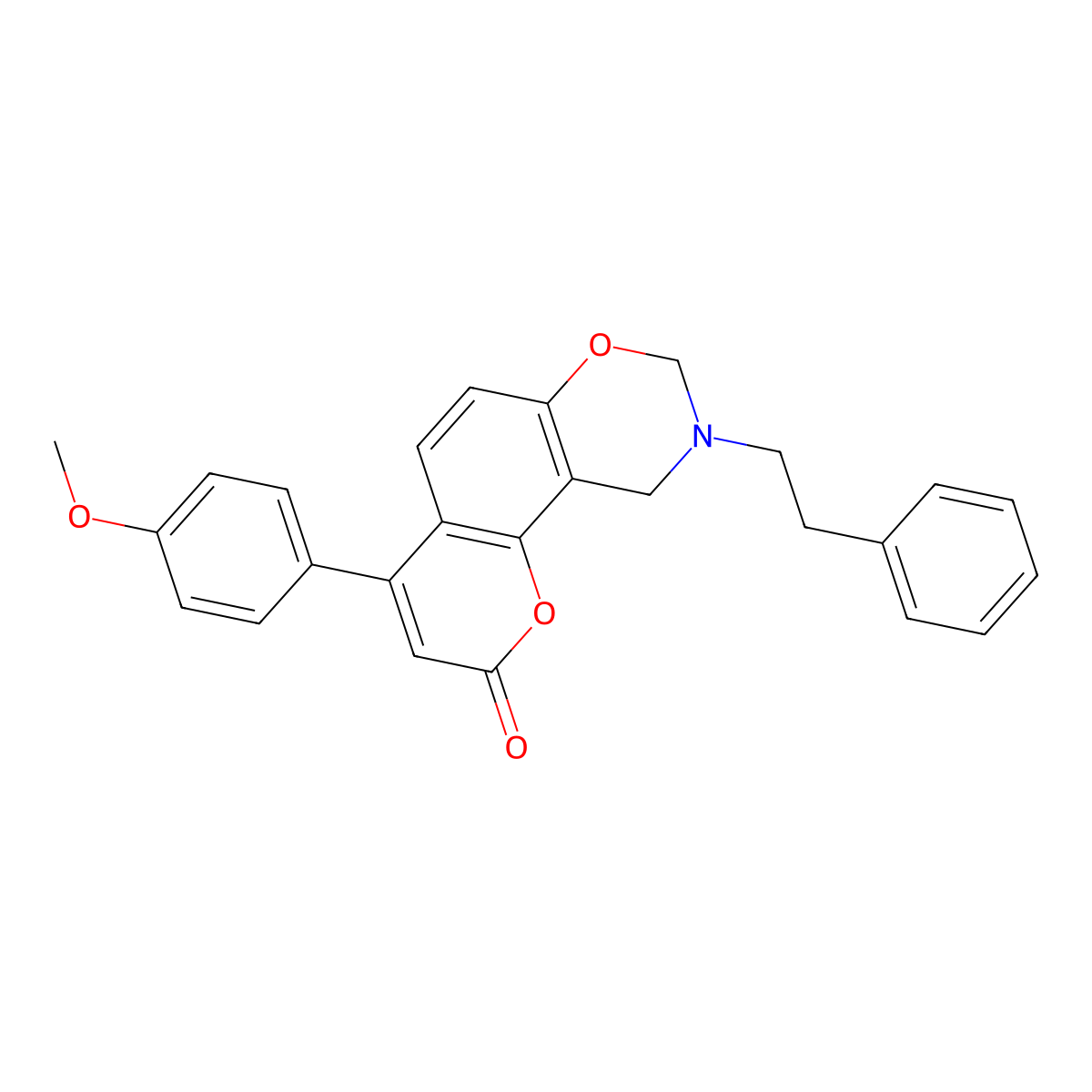 4-(4-methoxyphenyl)-9-(2-phenylethyl)-9,10-dihydro-2H,8H-chromeno[8,7-e][1,3]oxazin-2-one molecular structure, CAS 853893-43-3