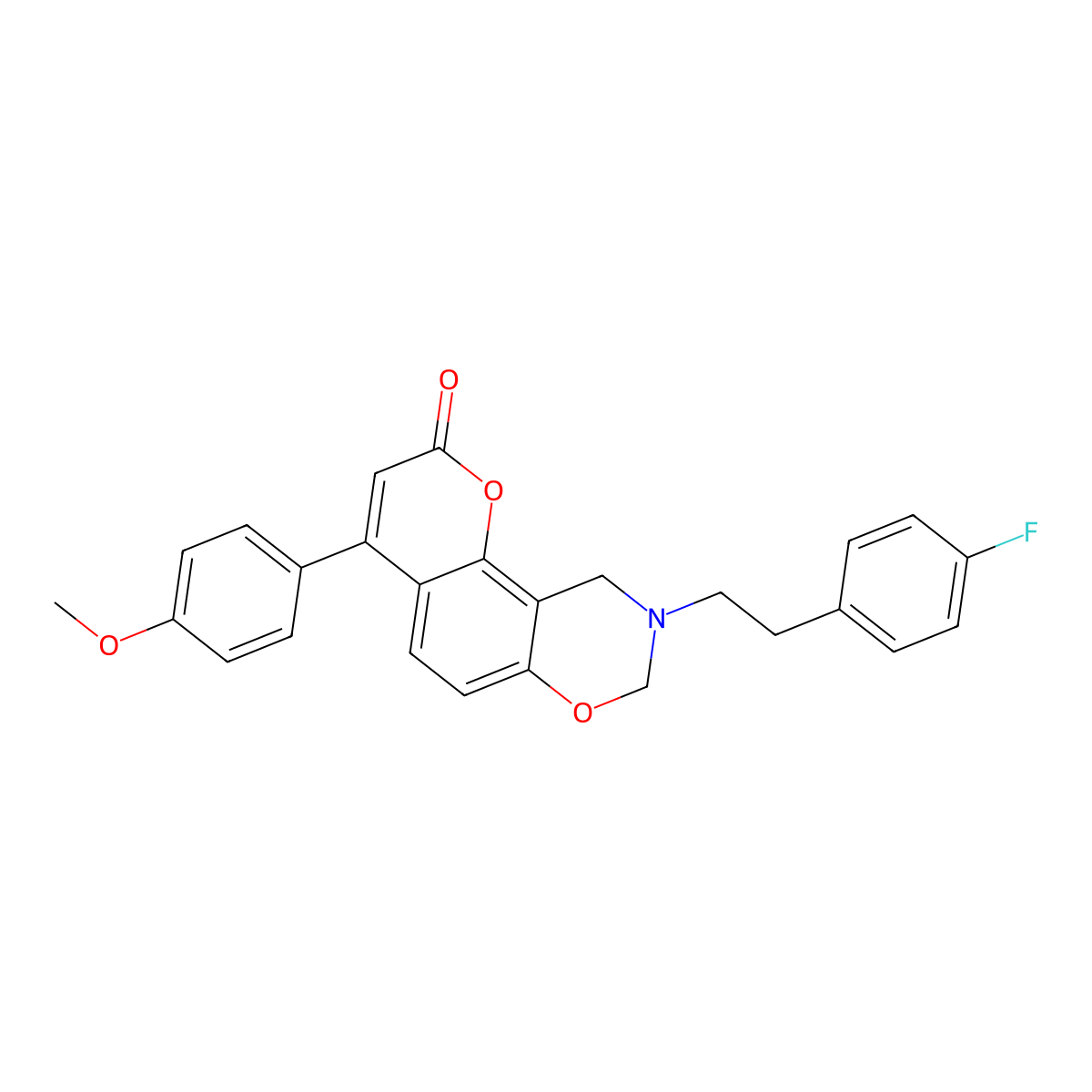 9-[2-(4-fluorophenyl)ethyl]-4-(4-methoxyphenyl)-9,10-dihydro-2H,8H-chromeno[8,7-e][1,3]oxazin-2-one molecular structure, CAS 853893-56-8