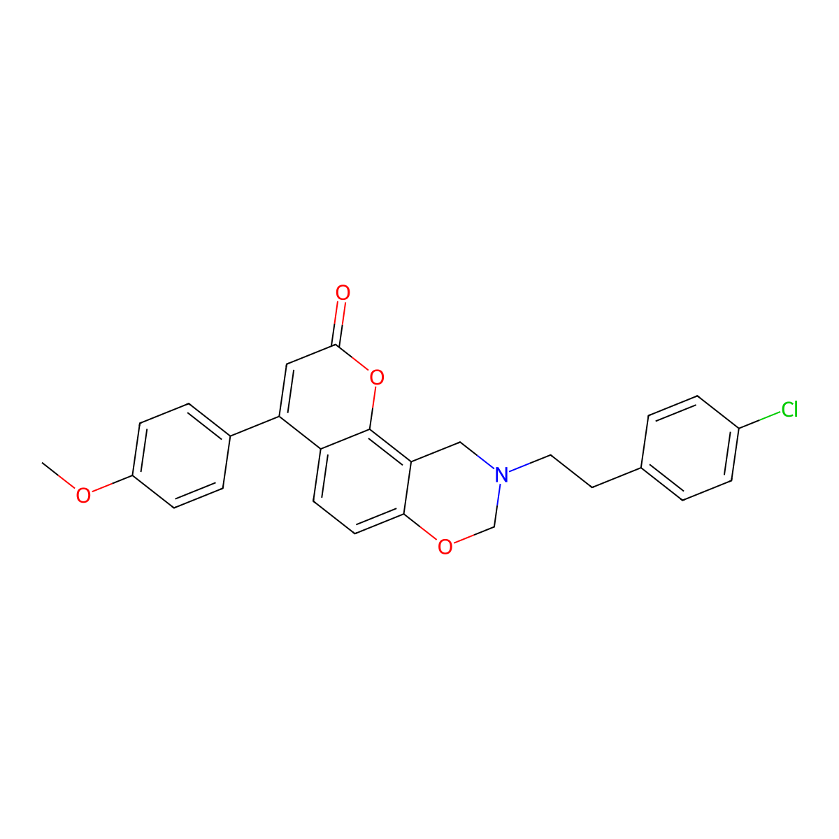 9-[2-(4-chlorophenyl)ethyl]-4-(4-methoxyphenyl)-9,10-dihydro-2H,8H-chromeno[8,7-e][1,3]oxazin-2-one molecular structure, CAS 853893-60-4