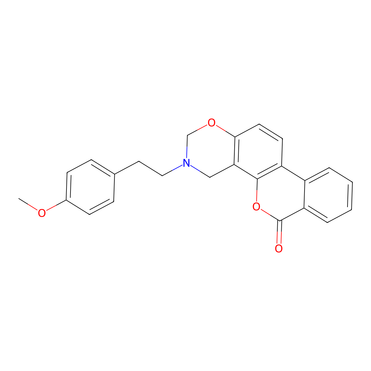 3-[2-(4-methoxyphenyl)ethyl]-3,4-dihydro-2H,6H-benzo[3,4]chromeno[8,7-e][1,3]oxazin-6-one molecular structure, CAS 853893-67-1