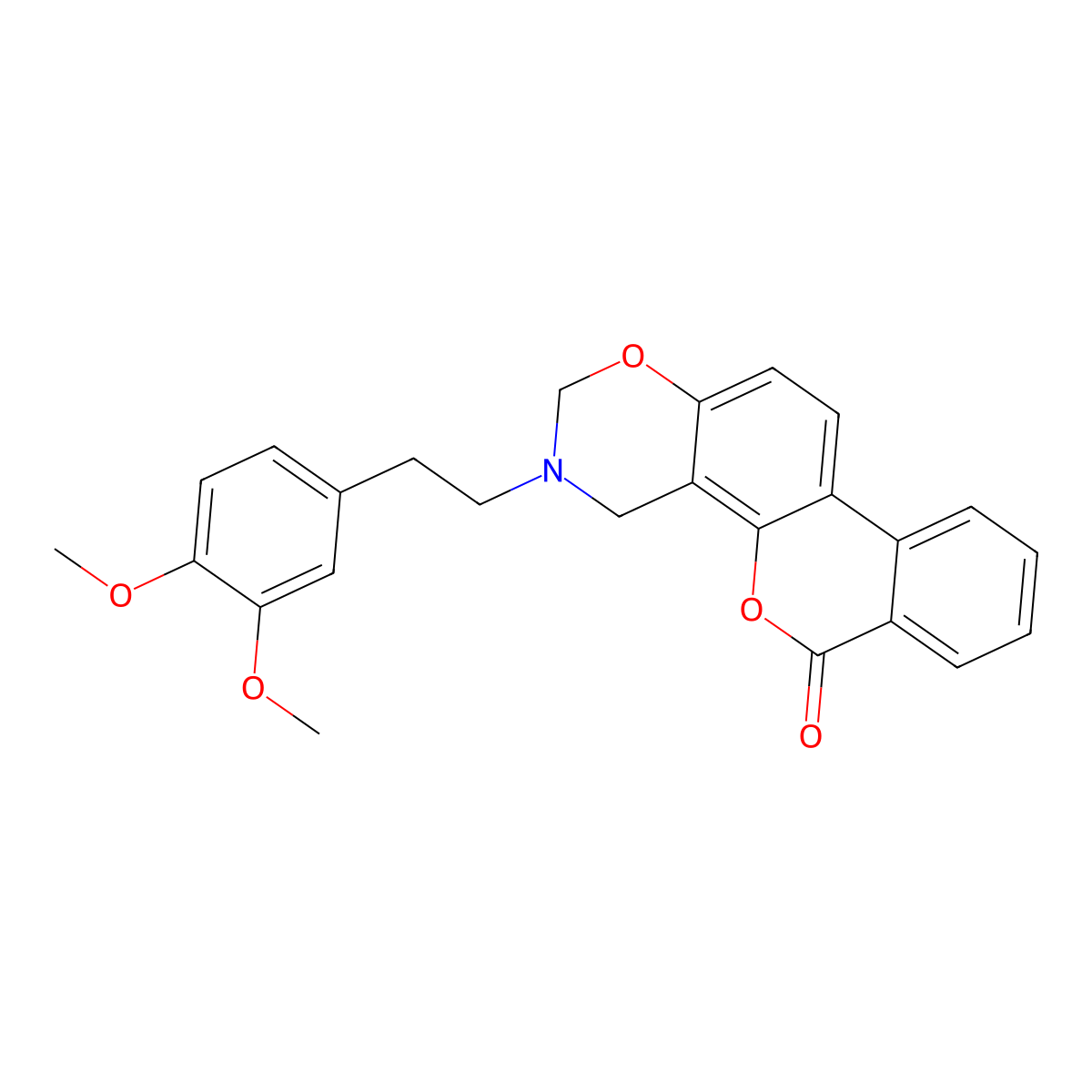 3-[2-(3,4-dimethoxyphenyl)ethyl]-3,4-dihydro-2H,6H-benzo[3,4]chromeno[8,7-e][1,3]oxazin-6-one molecular structure, CAS 853893-75-1