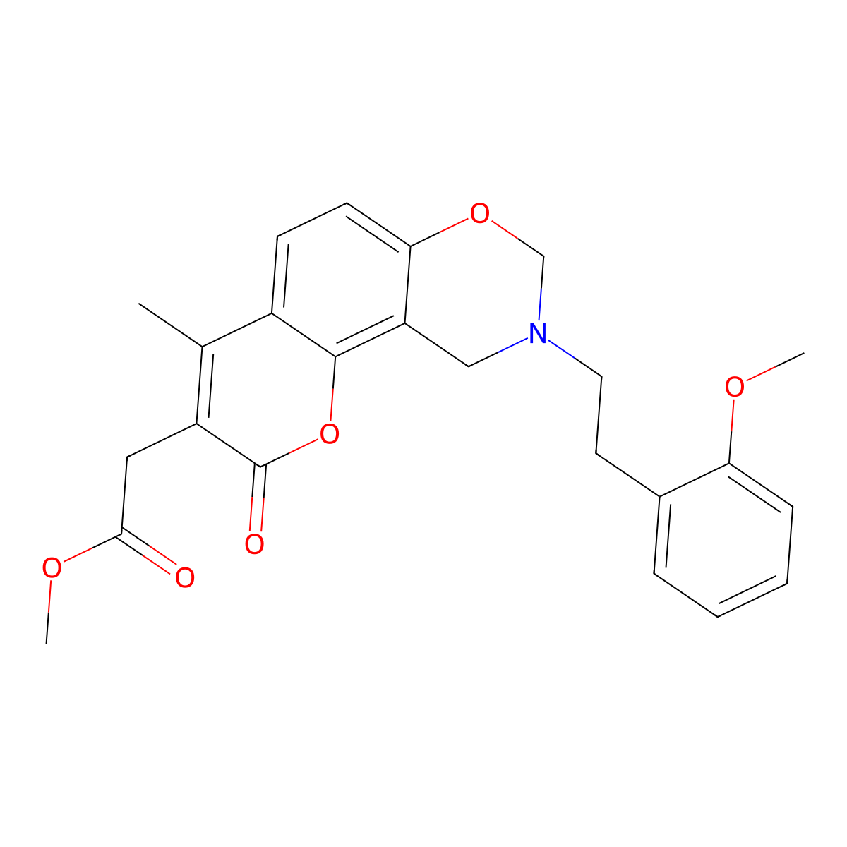 methyl {9-[2-(2-methoxyphenyl)ethyl]-4-methyl-2-oxo-9,10-dihydro-2H,8H-chromeno[8,7-e][1,3]oxazin-3-yl}acetate molecular structure, CAS 853894-20-9