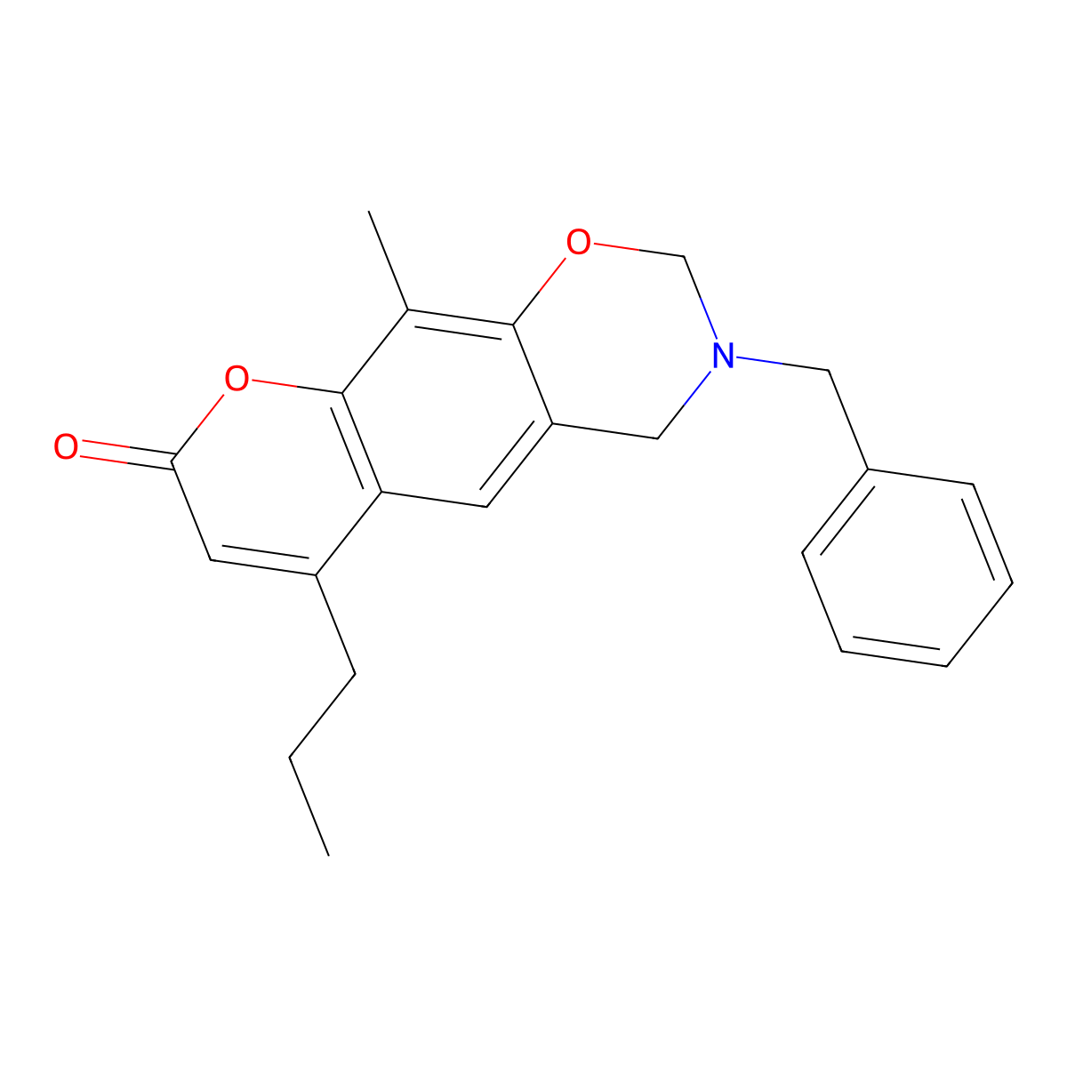 3-benzyl-10-methyl-6-propyl-3,4-dihydro-2H,8H-chromeno[6,7-e][1,3]oxazin-8-one molecular structure, CAS 853894-23-2