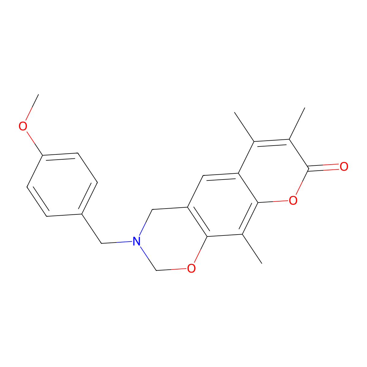 3-[(4-Methoxyphenyl)methyl]-6,7,10-trimethyl-2,4-dihydropyrano[3,2-g][1,3]benzoxazin-8-one molecular structure, CAS 853894-73-2