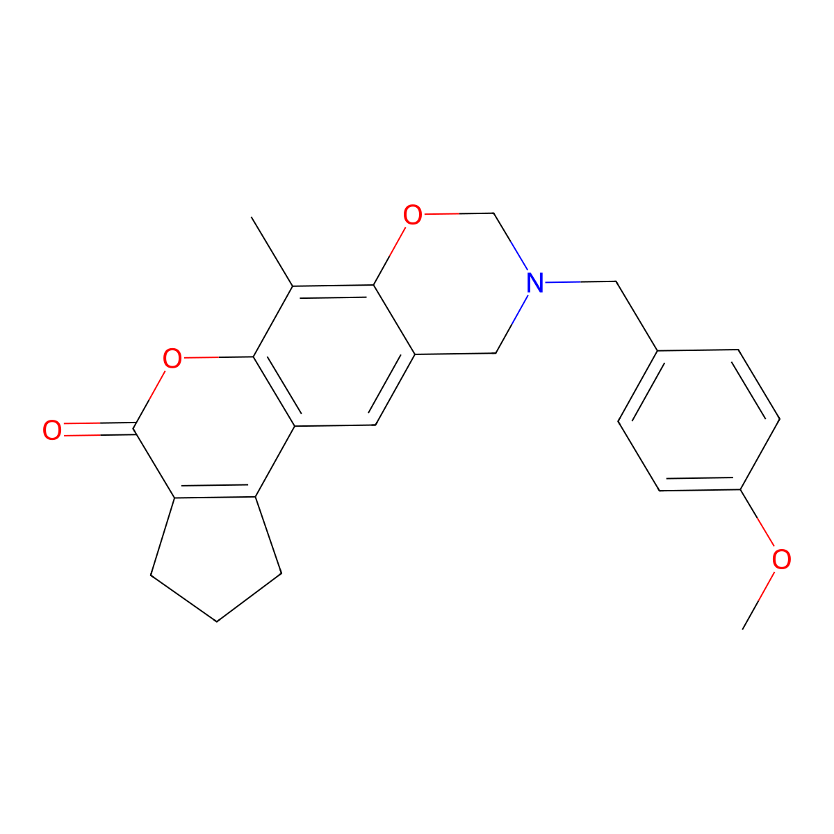 9-(4-methoxybenzyl)-6-methyl-2,3,9,10-tetrahydro-8H-cyclopenta[3,4]chromeno[6,7-e][1,3]oxazin-4(1H)-one molecular structure, CAS 853894-75-4