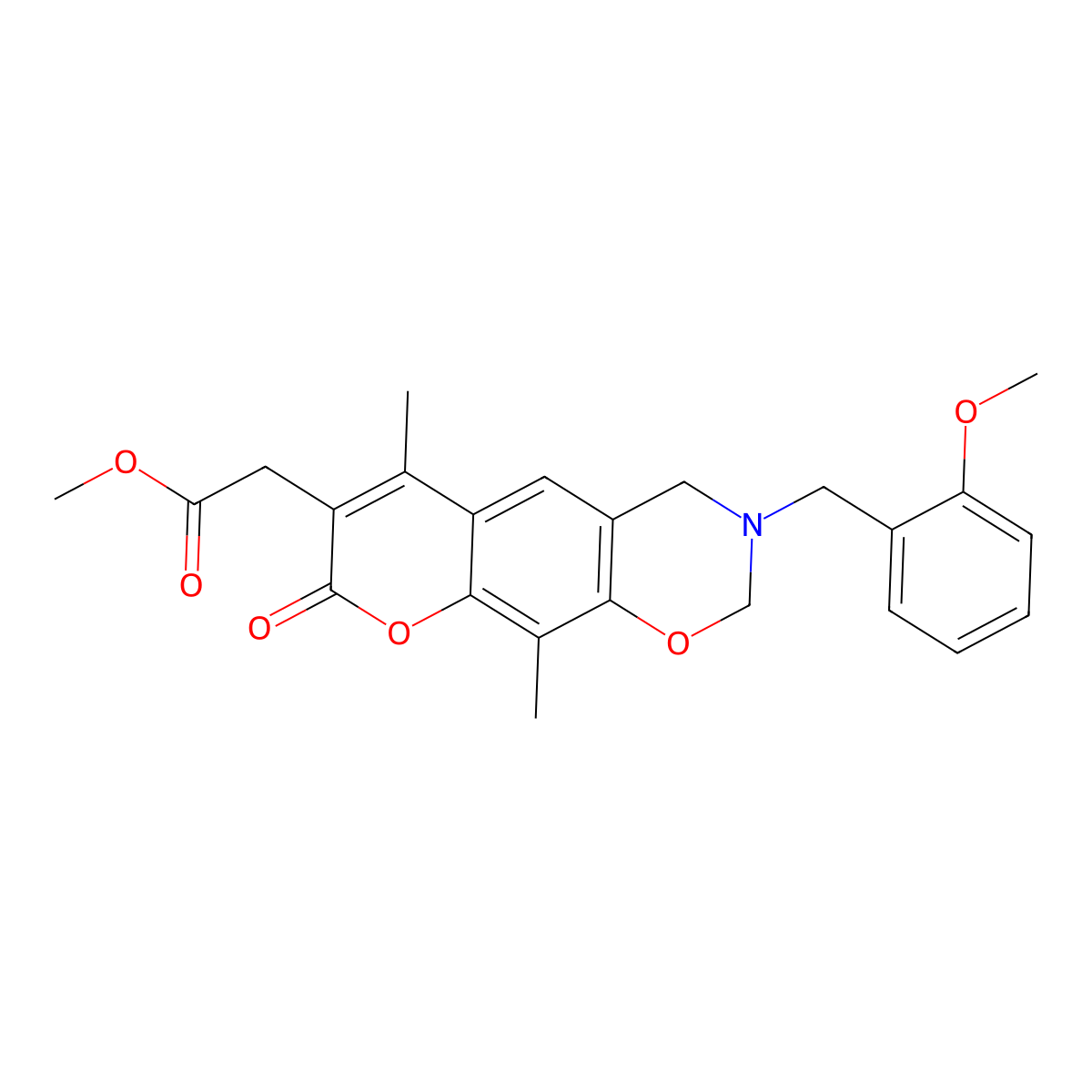 methyl [3-(2-methoxybenzyl)-6,10-dimethyl-8-oxo-3,4-dihydro-2H,8H-chromeno[6,7-e][1,3]oxazin-7-yl]acetate molecular structure, CAS 853895-13-3